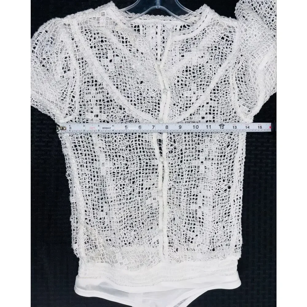 Free People Only The Best Bodysuit, Ivory, Bohemian, Log Sleeve, Women's XS